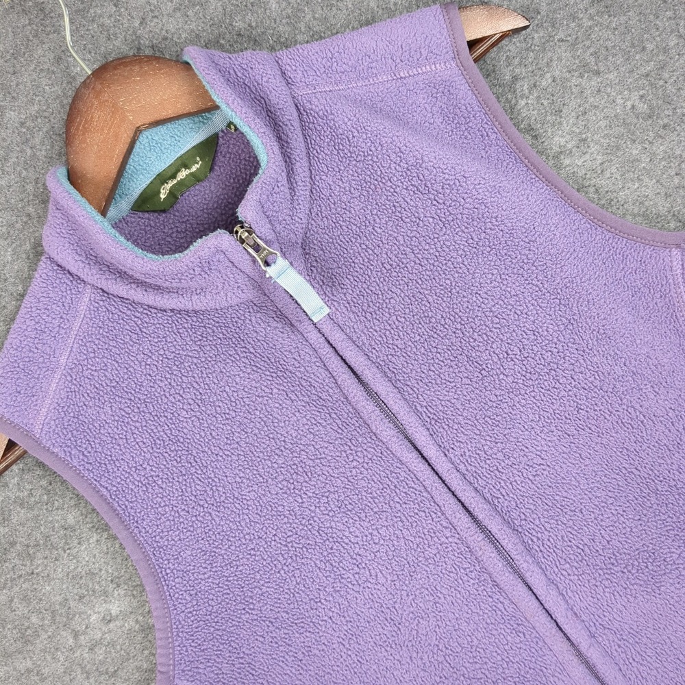 Eddie Bauer Womens Purple Fleece Full Zip Mock Neck Vest Large Layering Gorpcore